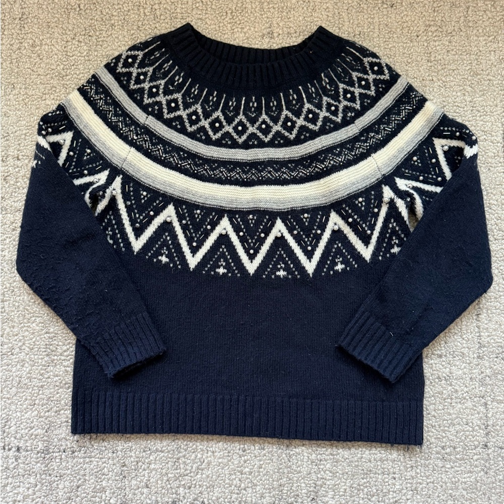 Talbots Navy and White Knit Sweater